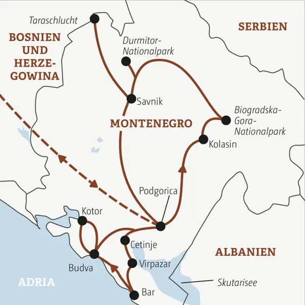 Auf dieser Rundreise mit YOUNG LINE TRAVEL besuchen junge Traveller von 20 bis 35 in der Gruppe den Balkanstaat Montenegro - zwischen Durmitor-Nationalpark und Adria.