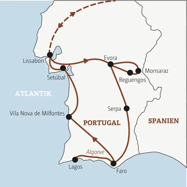 Auf der Rundreise YOUNG LINE ab 35 Portugal - Im goldenen Licht des Südens - entdecken Traveller in der Gruppe die Hauptstadt Lissabon, die Weiten des Alentejo und die Algarve.