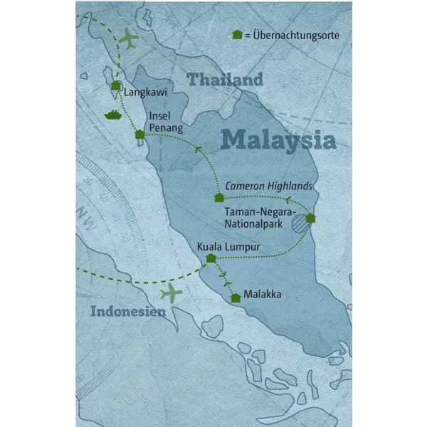 Reisekarte der Reise Marco Polo Individuell 5680 Malaysia.