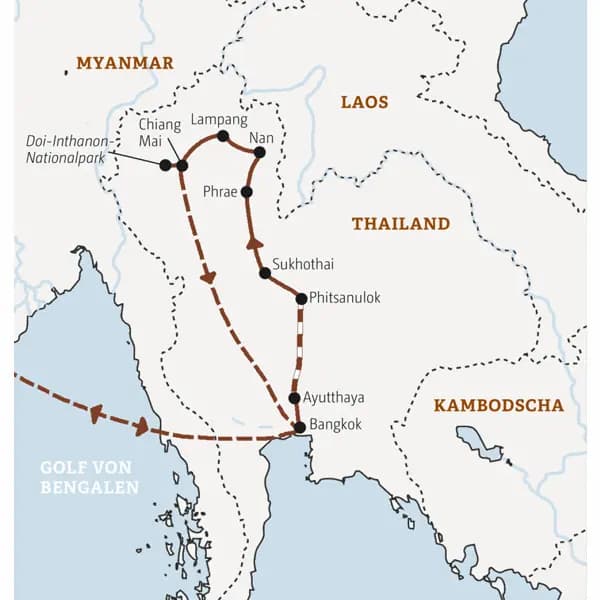 Erleben Sie bei dieser 14-tägigen Marco Polo Reise in der Minigruppe Nordthailand mit Stationen in Bangkok, Ayutthaya, Sukhothai, Nan, Lampang und Chiang Mai.