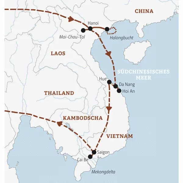 Die Rundreise in der Mini-Gruppe durch Vietnam führt Sie von Hanoi in die Halongbucht und weiter über Hoi An und Hue nach Saigon.